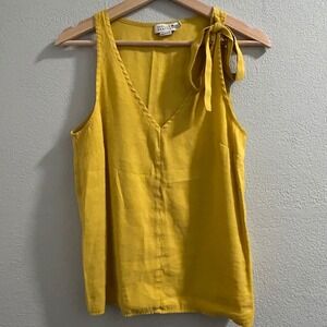Molly Bracken Yellow Tank Top Sleeveless‎ V Neck Tie Strap Women's Size S